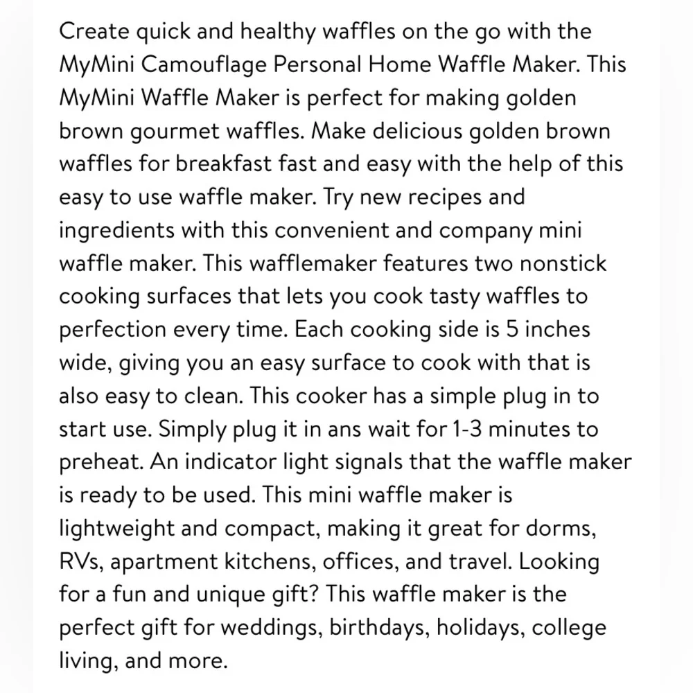 NWT Nostalgia Mini Waffle Maker Pink Camouflage